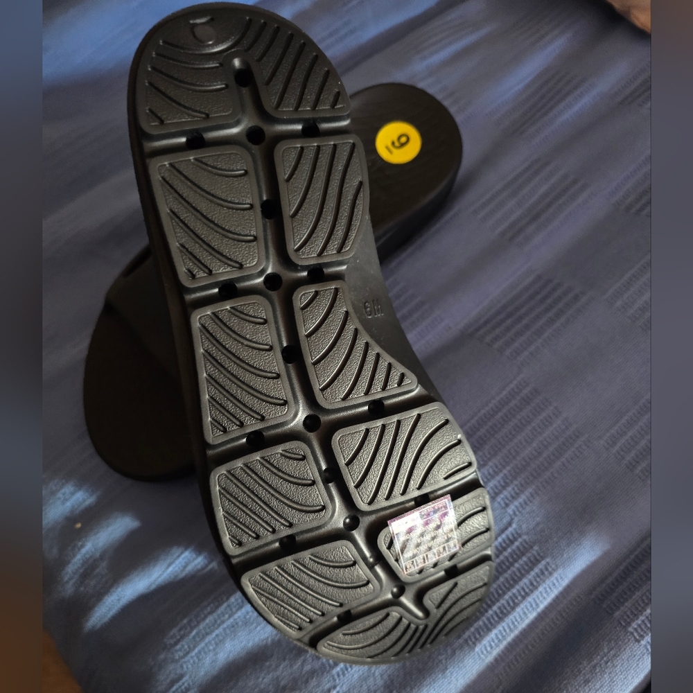#0987 Sketchers NWT Womens Relaxed Fit Relay RE Bounce Slides Black Size 9 - Picture 6 of 11